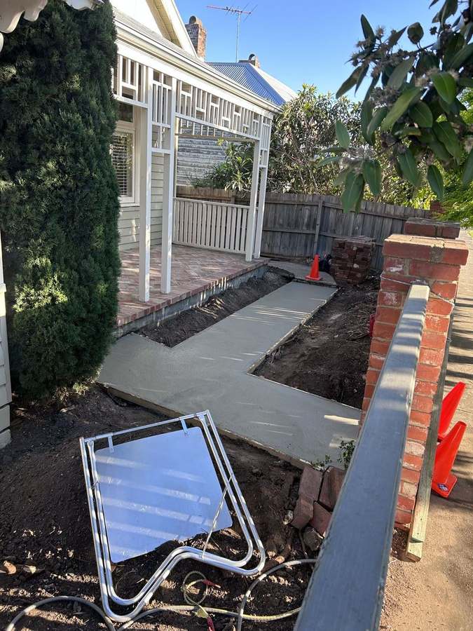 Concrete path — freshly poured