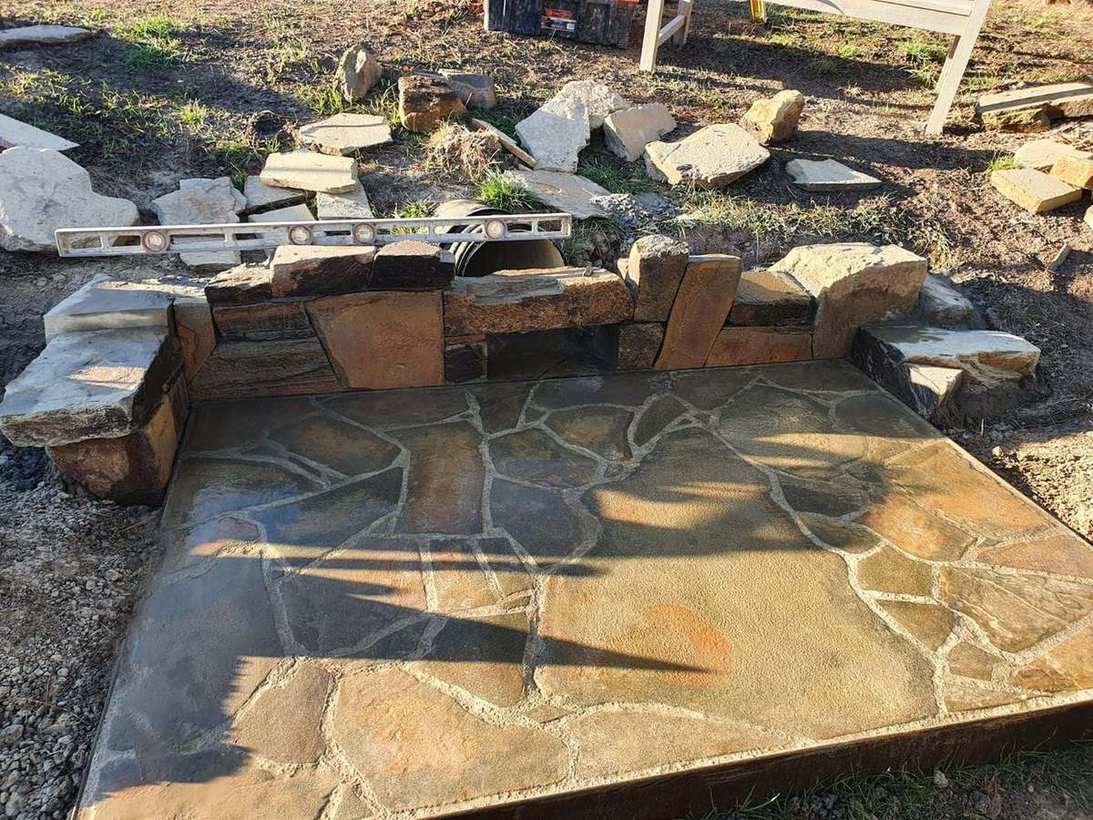 Crazy paving — stone seating area