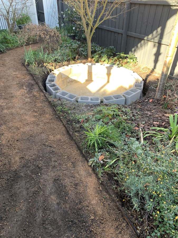 Pond construction — concrete block shell