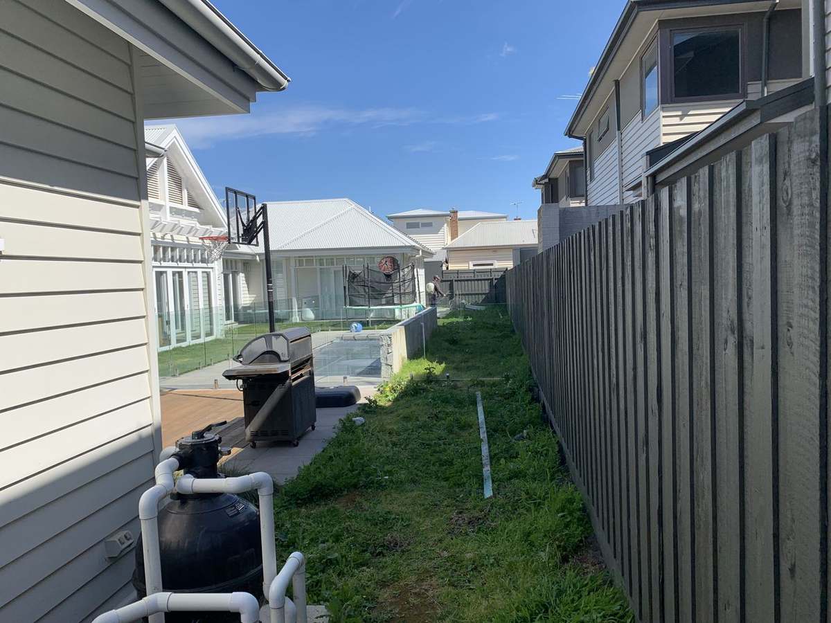 Side passage — before landscaping