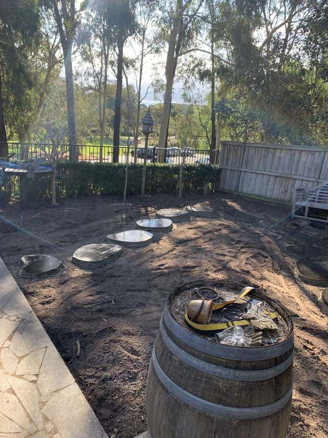 Stepping stone path — laying in progress