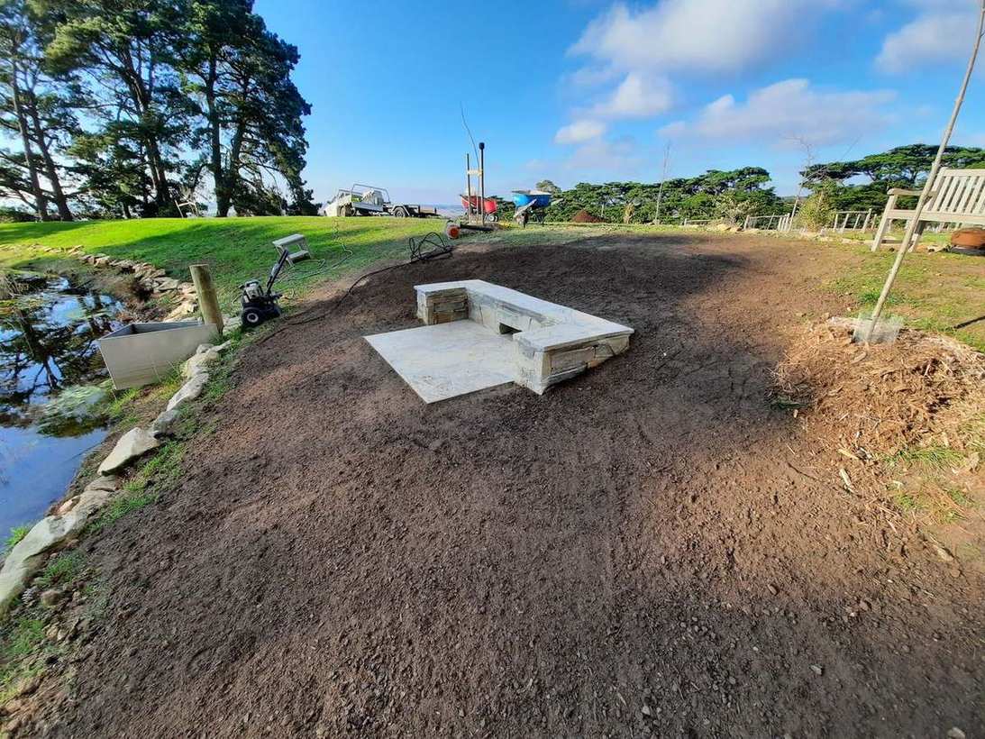 Stone fire pit & BBQ area — rural Geelong